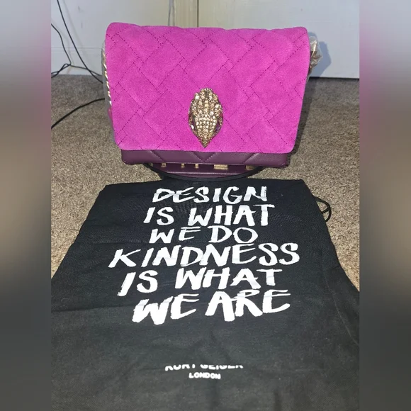 NWT Kurt Geiger Mini Kensington Quilted Suede Crossbody Bag - Picture 5 of 14